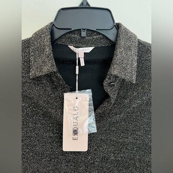 NYE Esqualo Gold / Black Button down Black with metallic gold Size XS Women NWT - Picture 11 of 16